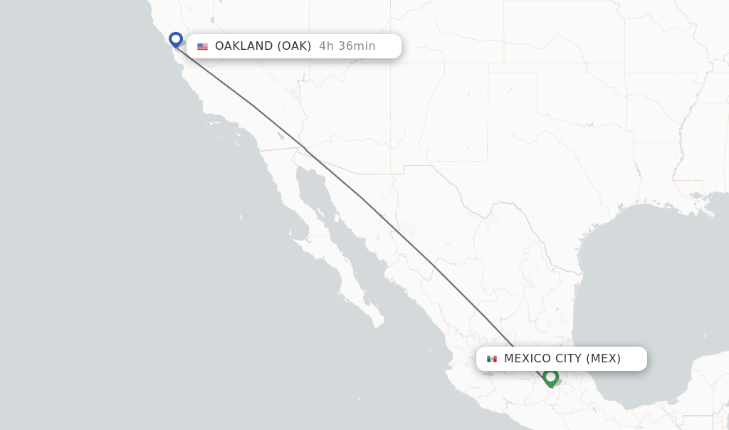 Direct (nonstop) flights from Mexico City to Oakland schedules