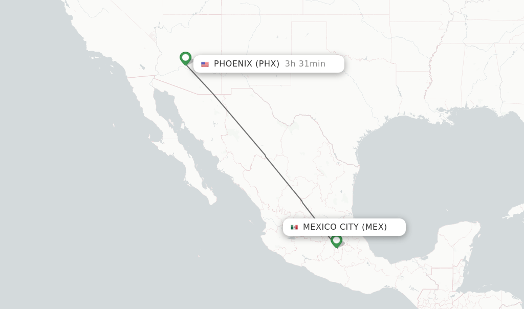 Direct (nonstop) flights from Mexico City to Phoenix schedules