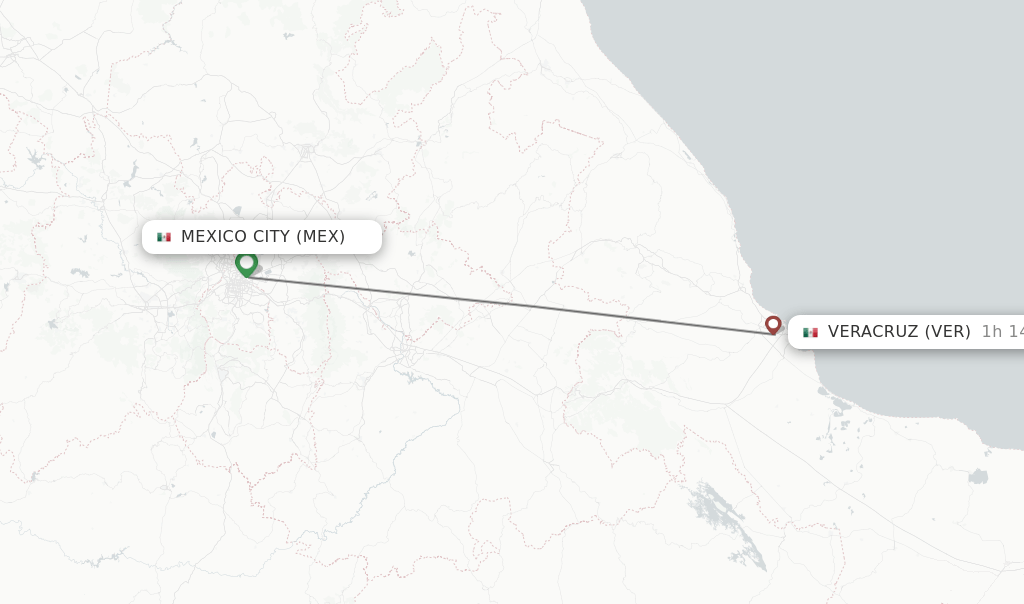 Direct (nonstop) flights from Mexico City to Veracruz schedules