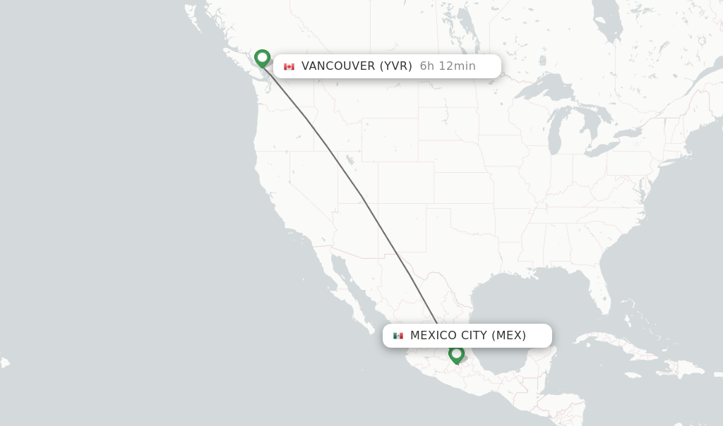 Direct (nonstop) flights from Mexico City to Vancouver schedules