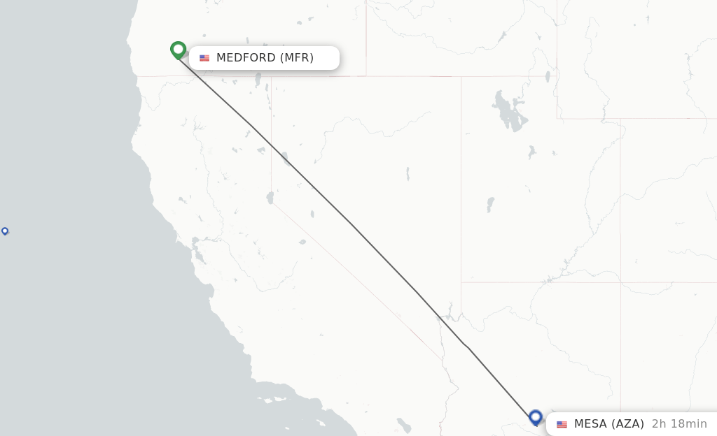 Direct (nonstop) flights from Medford to Mesa schedules