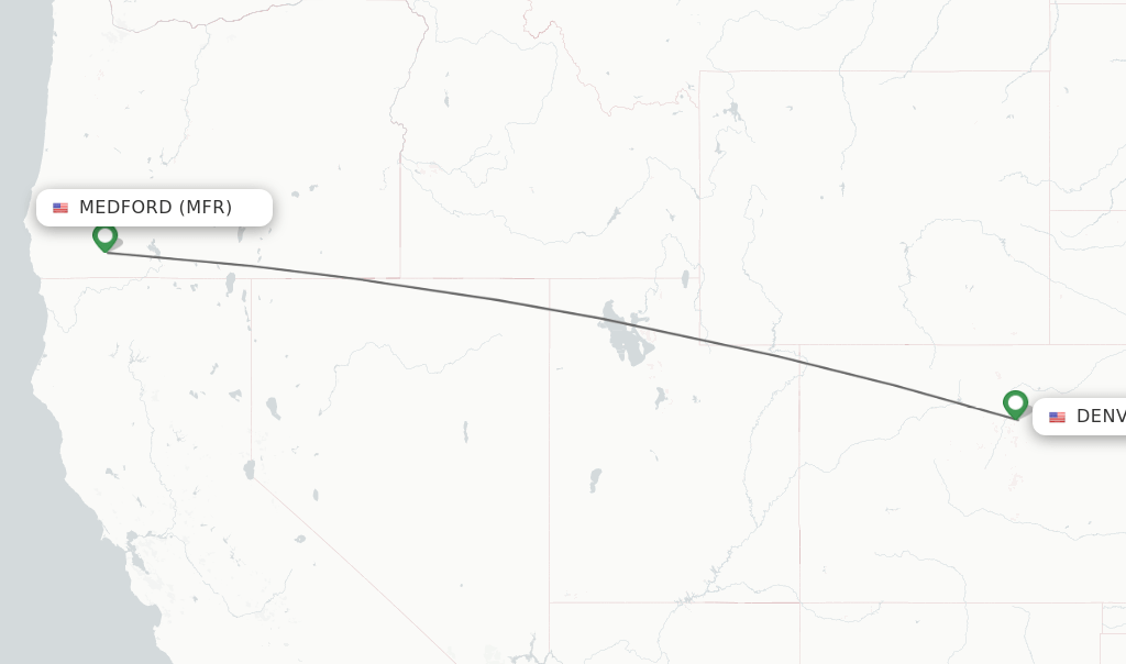 Direct (nonstop) flights from Medford to Denver schedules