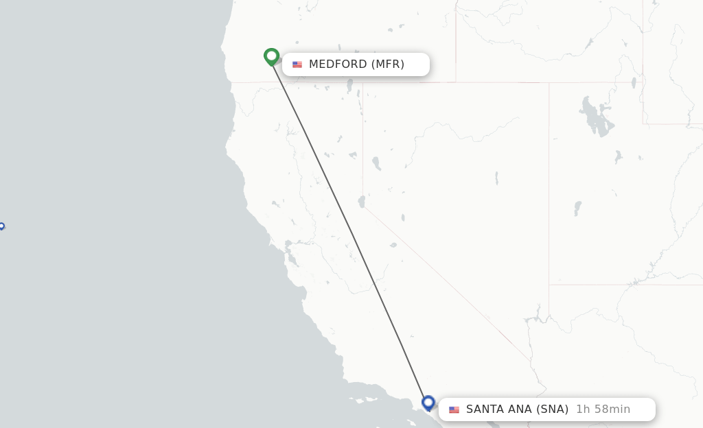 Direct (nonstop) flights from Medford to Santa Ana schedules