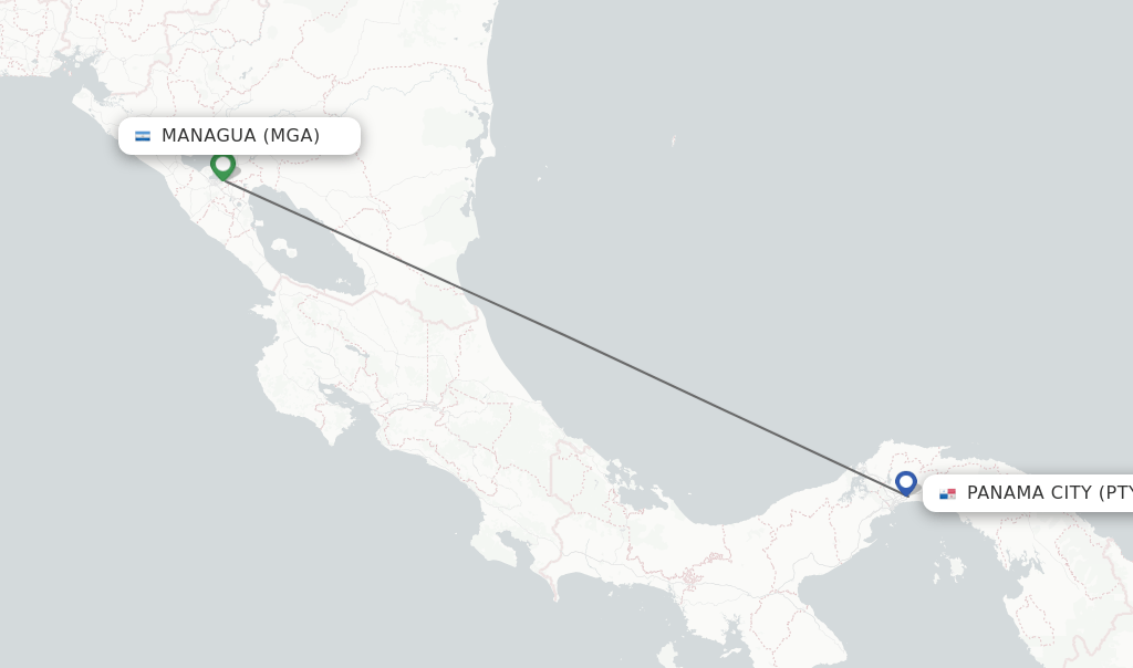 Direct (nonstop) flights from Managua to Panama City schedules