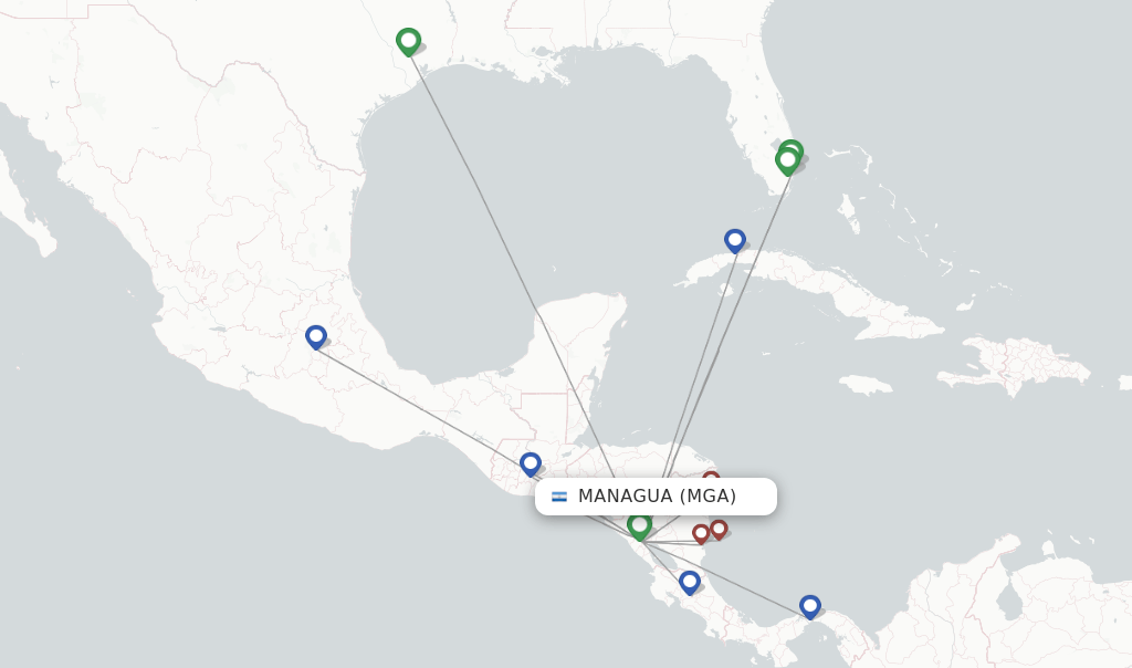 Direct (nonstop) flights from Managua to Paz De Ariporo schedules