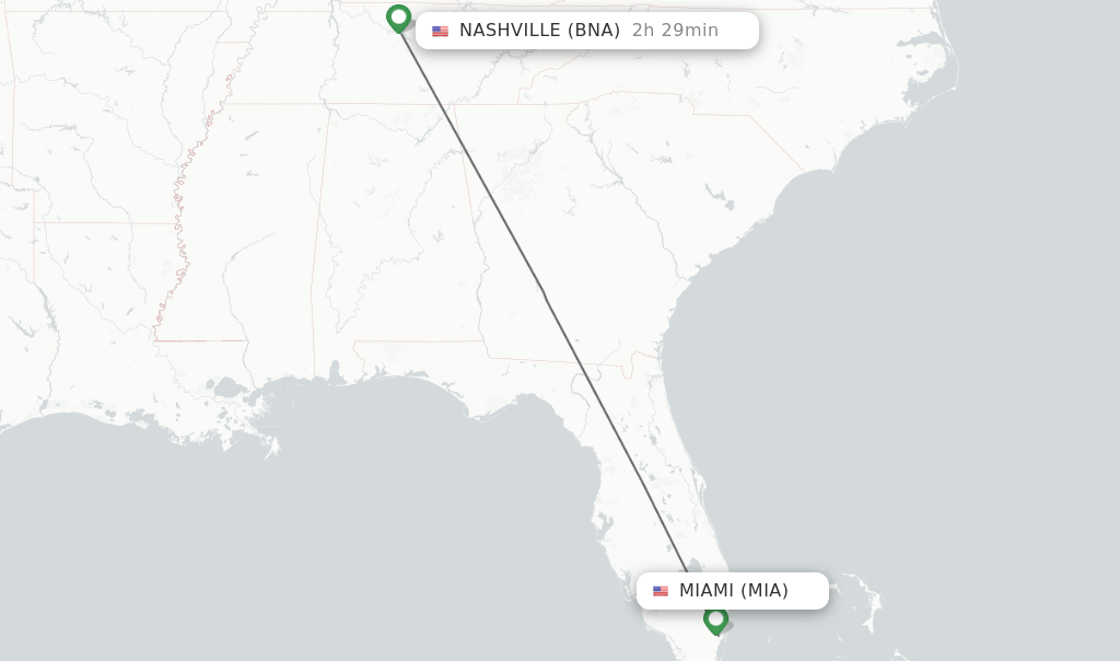 Direct (nonstop) flights from Miami to Nashville schedules