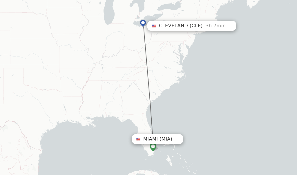 Direct (nonstop) flights from Miami to Cleveland schedules