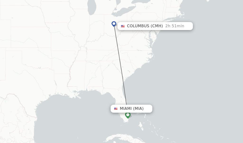 Direct (nonstop) flights from Miami to Columbus schedules