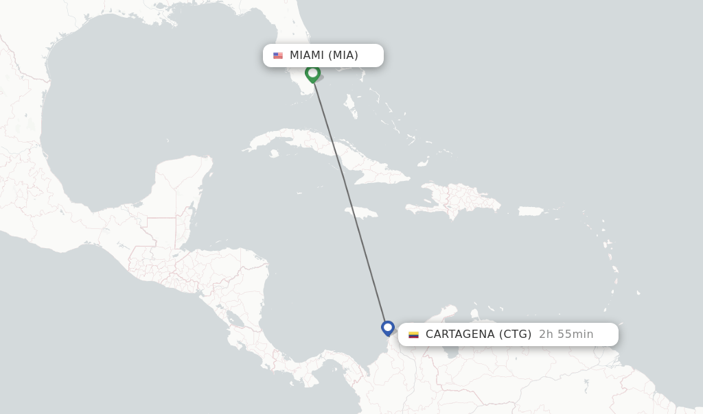 Direct (nonstop) flights from Miami to Cartagena schedules