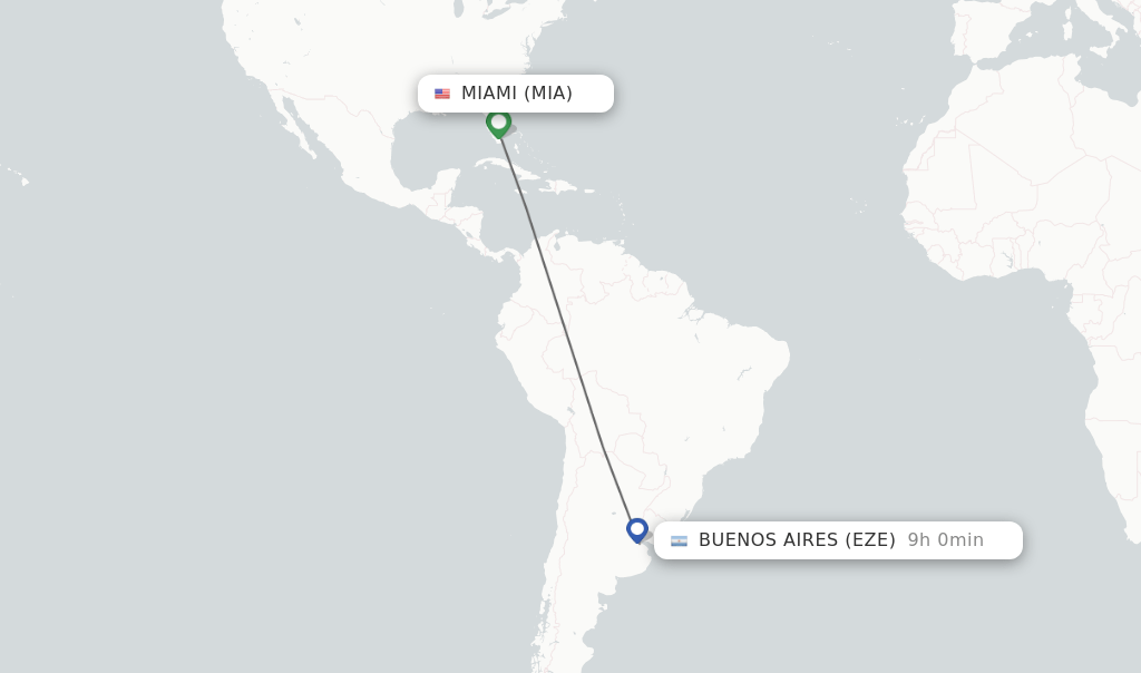 Direct (nonstop) flights from Miami to Buenos Aires schedules
