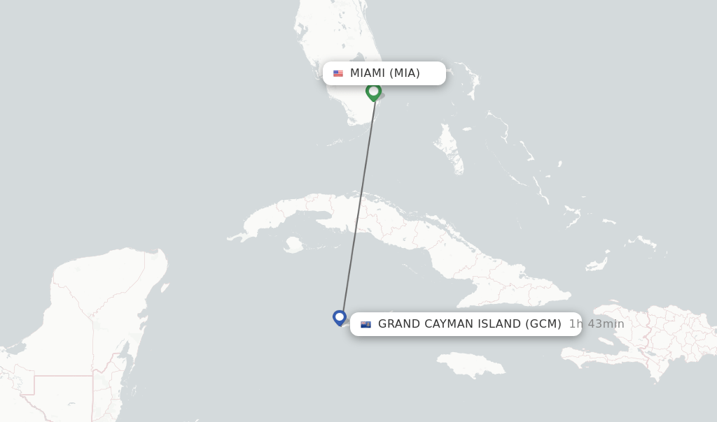 Direct (nonstop) flights from Miami to Grand Cayman Island schedules