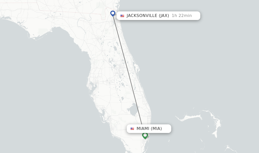 Direct (nonstop) flights from Miami to Jacksonville schedules
