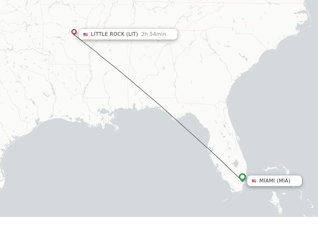 Direct (nonstop) flights from Miami to Little Rock schedules