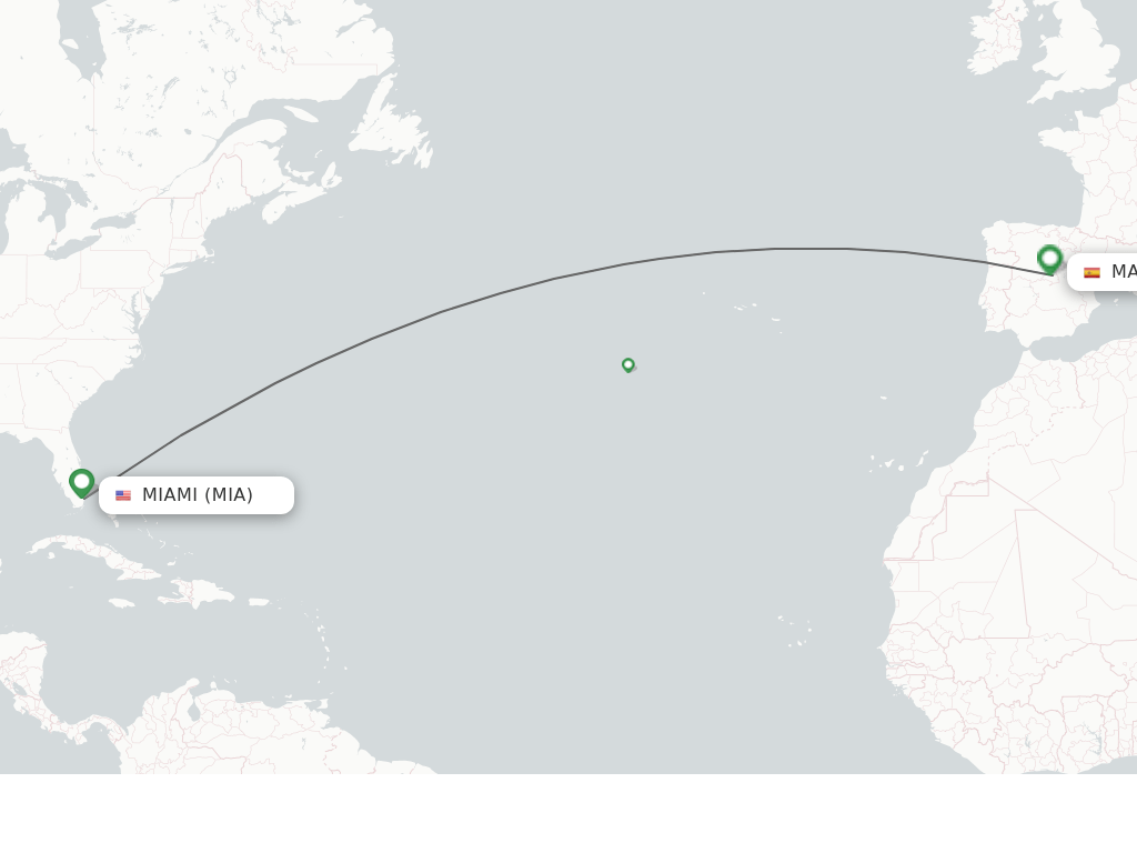 Direct (nonstop) flights from Miami to Madrid schedules