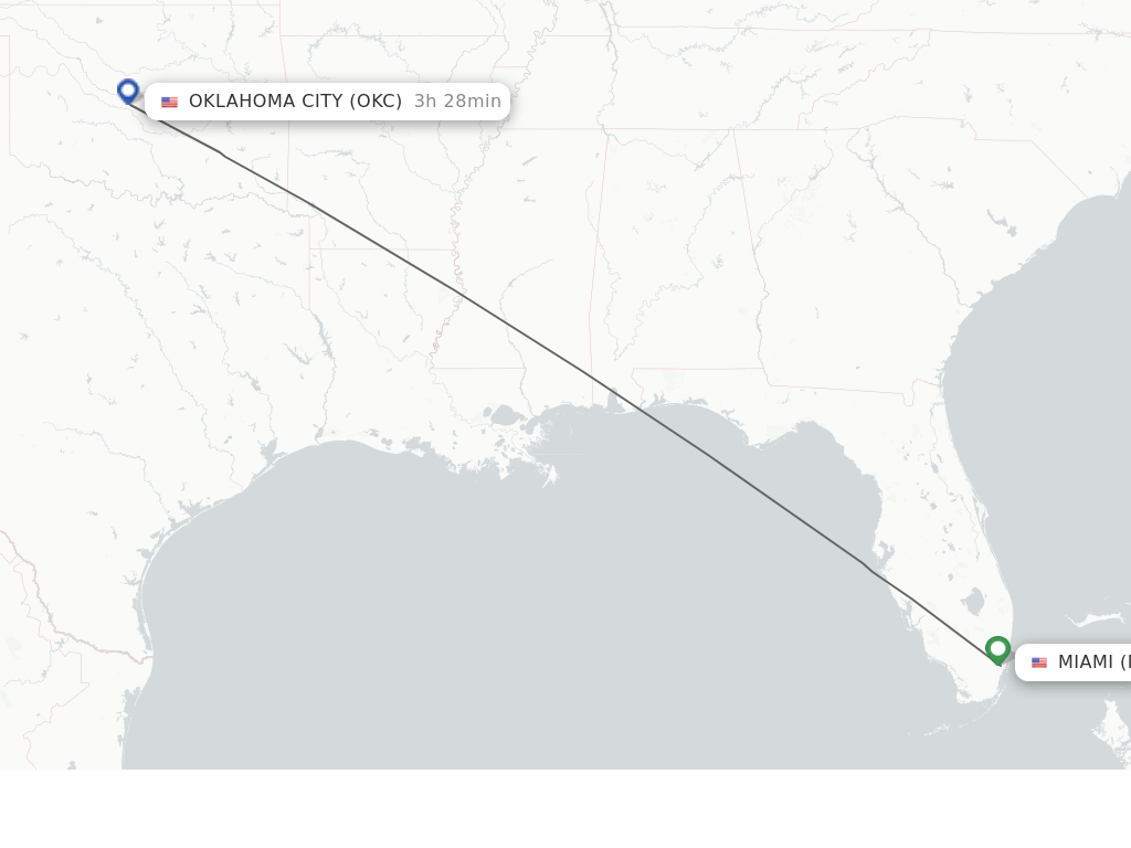 Direct (nonstop) flights from Miami to Oklahoma City schedules