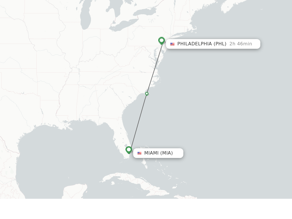 Direct (nonstop) flights from Miami to Philadelphia schedules