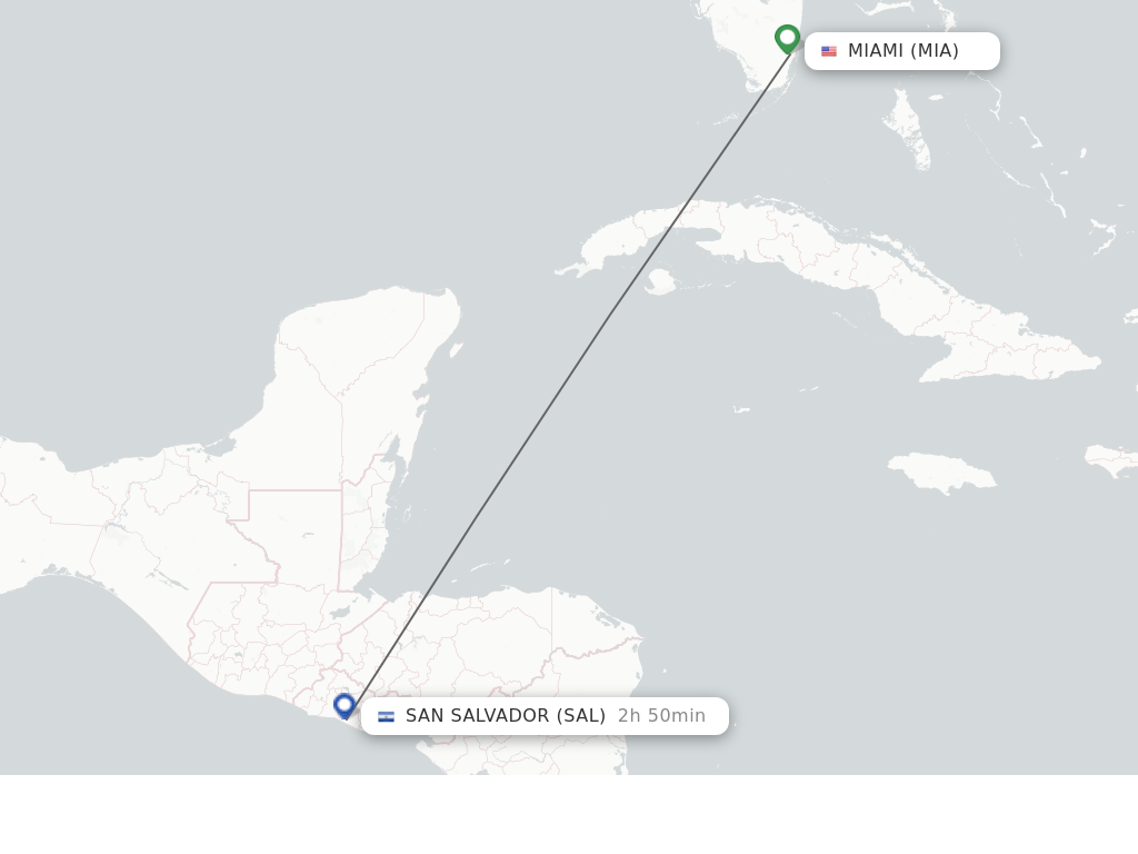Direct (nonstop) flights from Miami to San Salvador schedules