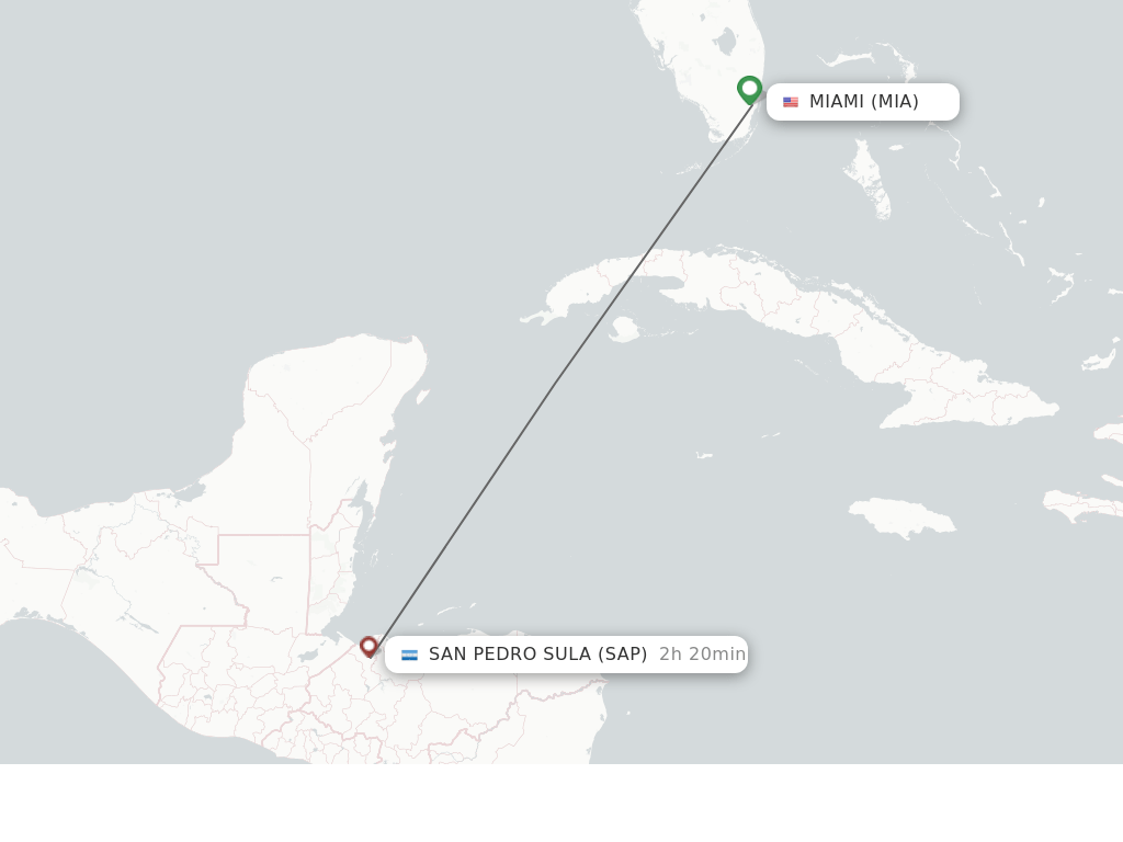 Direct (nonstop) flights from Miami to San Pedro Sula schedules
