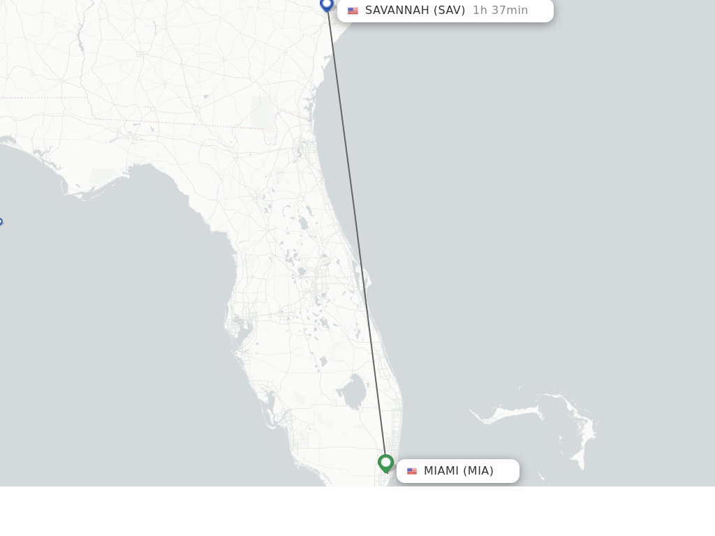 Direct (nonstop) flights from Miami to Savannah schedules