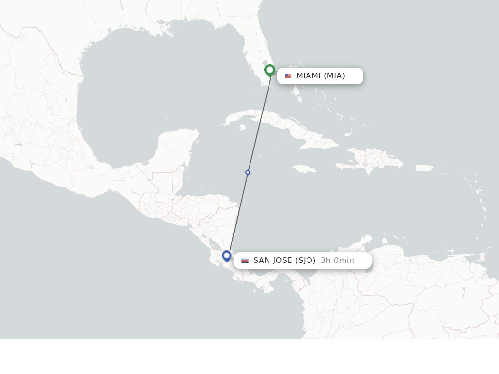 Direct (nonstop) flights from Miami to San Jose schedules