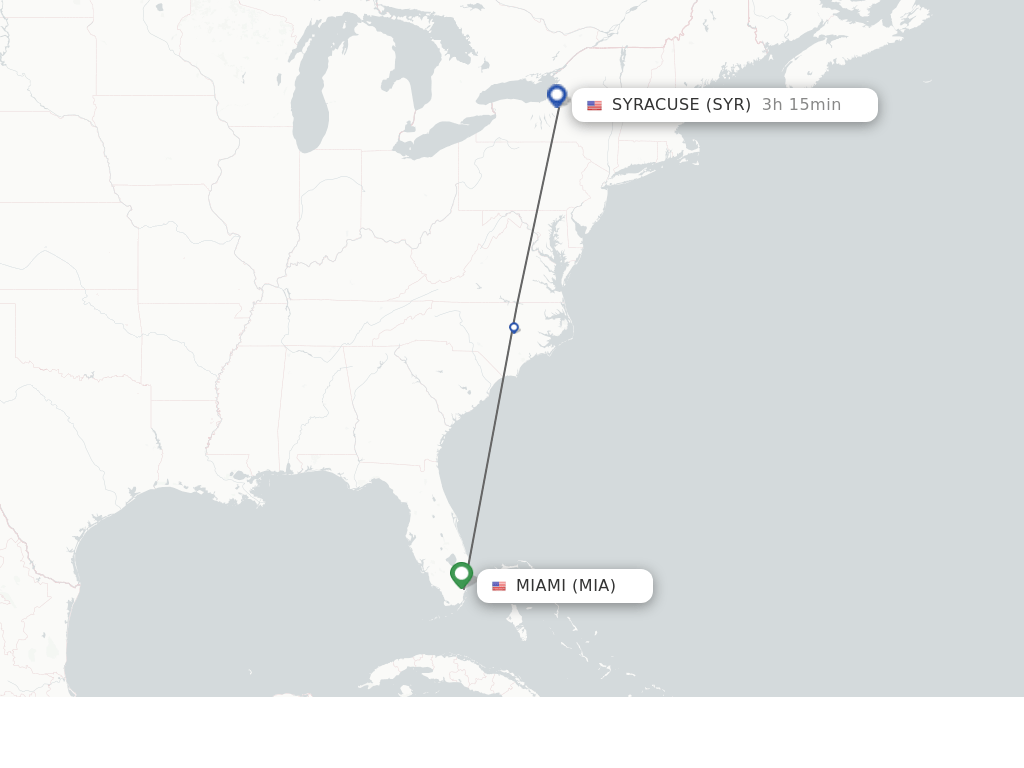 Direct (nonstop) flights from Miami to Syracuse schedules