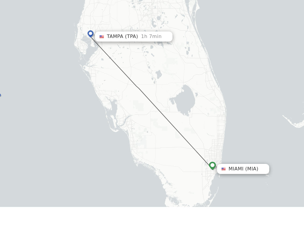 Direct (nonstop) flights from Miami to Tampa schedules