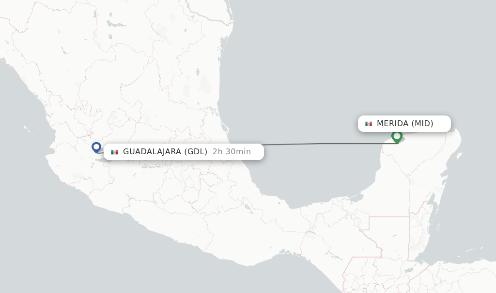 Direct (nonstop) flights from Merida to Guadalajara schedules