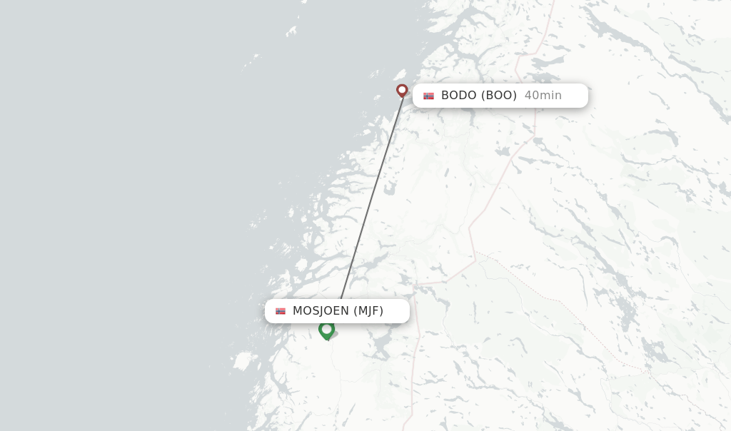 Direct (nonstop) flights from Mosjoen to Bodo schedules