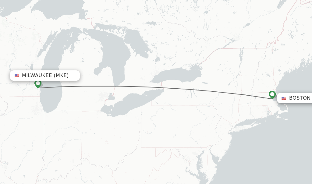 Direct (nonstop) flights from Milwaukee to Boston schedules