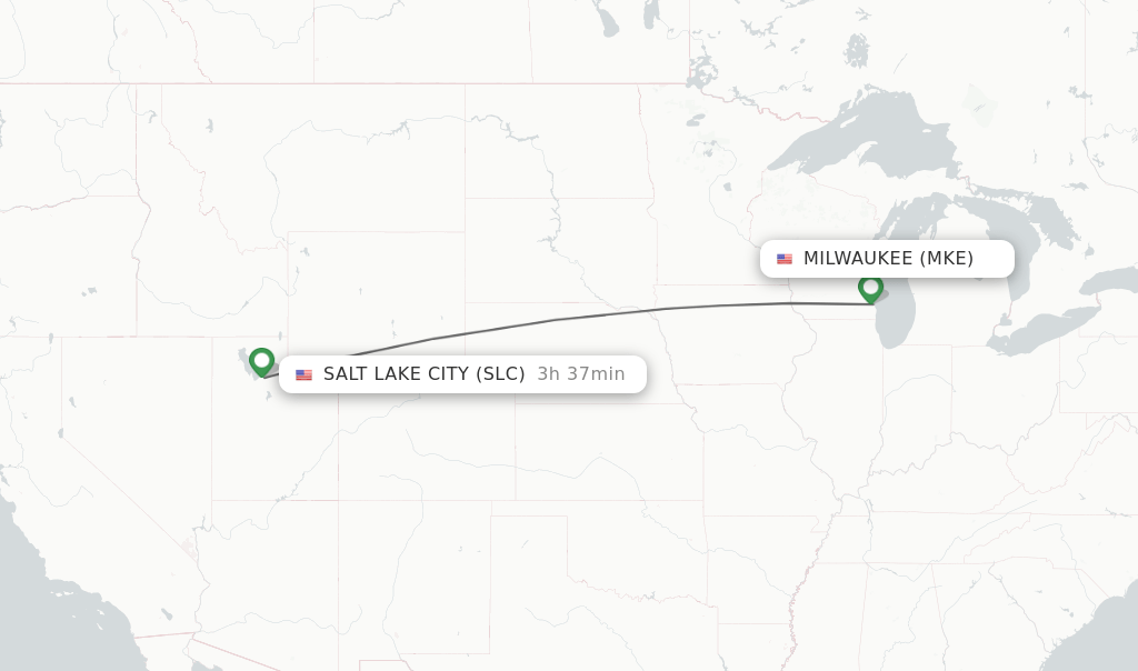 Direct (nonstop) flights from Milwaukee to Salt Lake City schedules