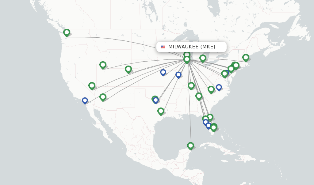 Milwaukee MKE route map