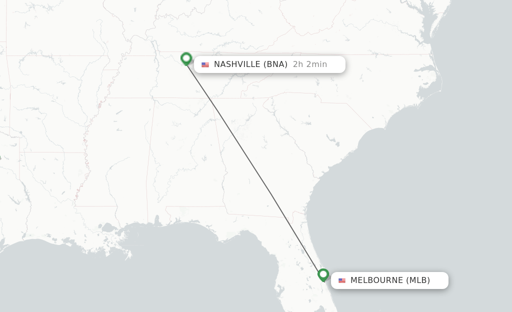Direct (nonstop) flights from Melbourne to Nashville schedules