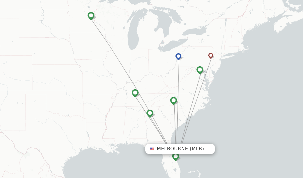 Direct (nonstop) flights from Melbourne (MLB)