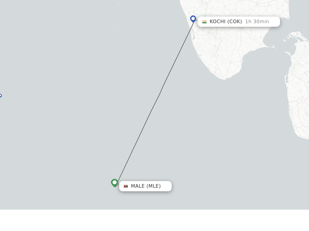 Direct (nonstop) flights from Male to Kochi schedules