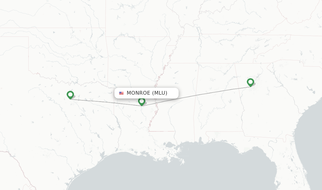 Direct (nonstop) flights from Monroe Rgnl (MLU)