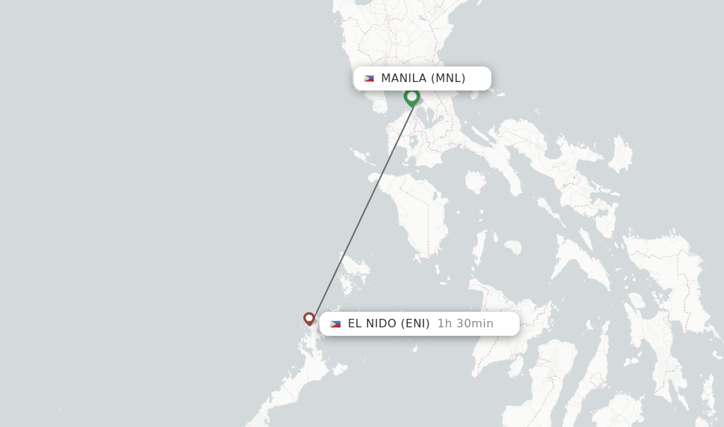 Direct (nonstop) flights from Manila to El Nido schedules