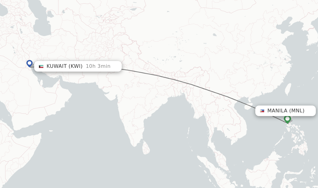 Direct (nonstop) flights from Manila to Kuwait schedules