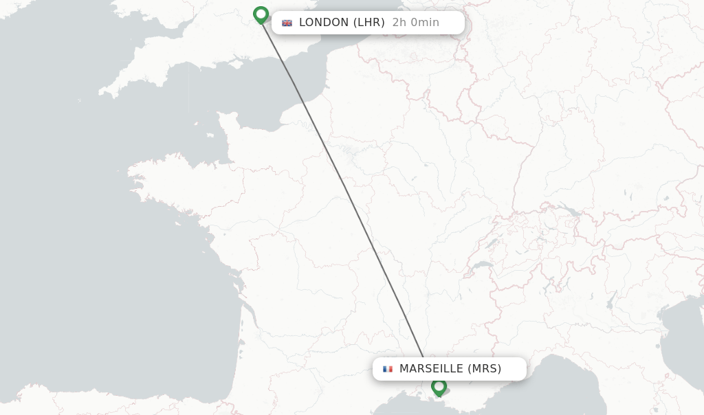 Direct (nonstop) flights from Marseille to London schedules