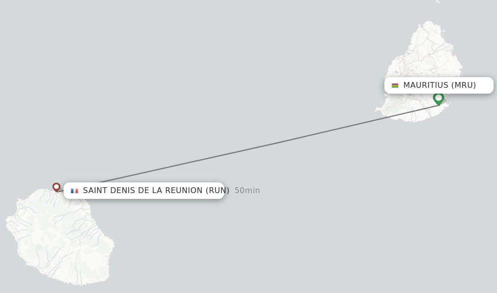 Direct (nonstop) flights from Mauritius to Saint Denis de la Reunion