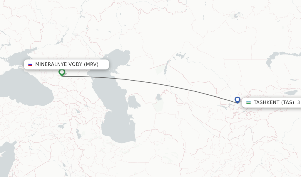 Direct (nonstop) flights from Mineralnye Vody to Tashkent schedules
