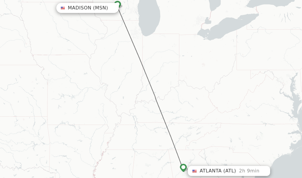 Direct (nonstop) flights from Madison to Atlanta schedules