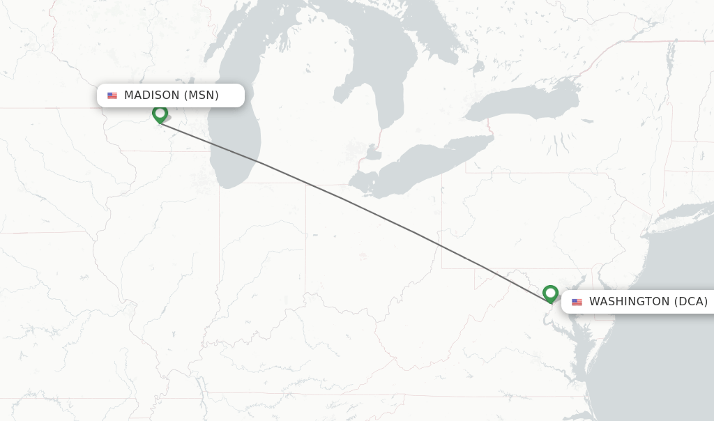 Direct (nonstop) flights from Madison to Washington schedules