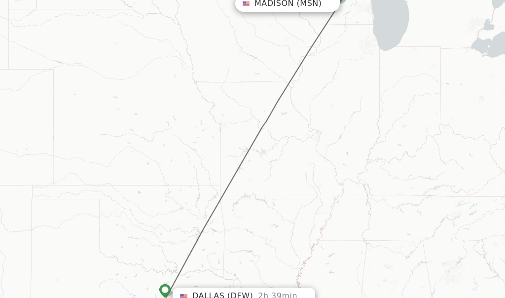 Direct (nonstop) flights from Madison to Dallas schedules