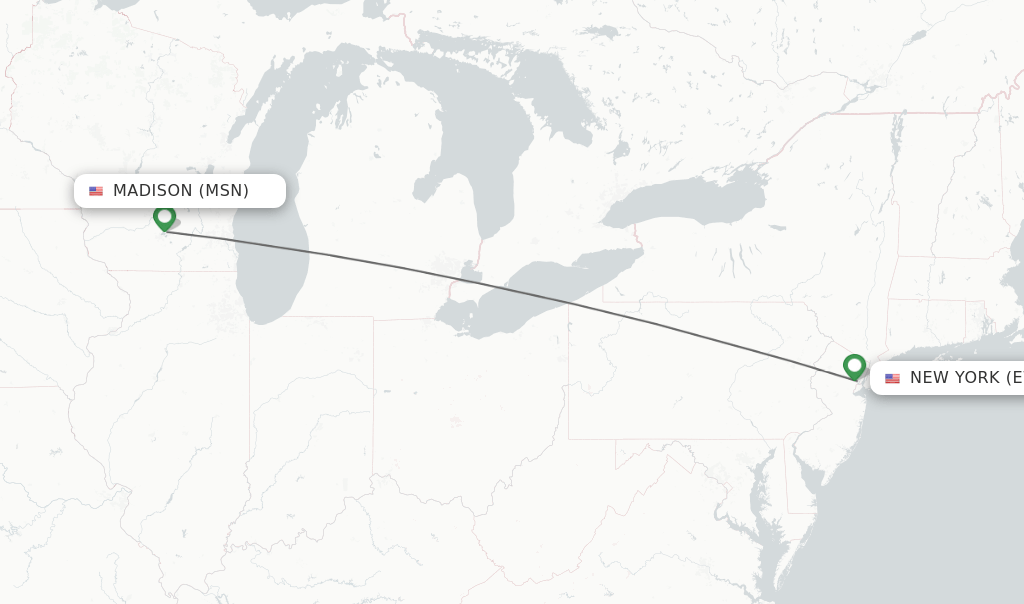 Direct (nonstop) flights from Madison to New York schedules