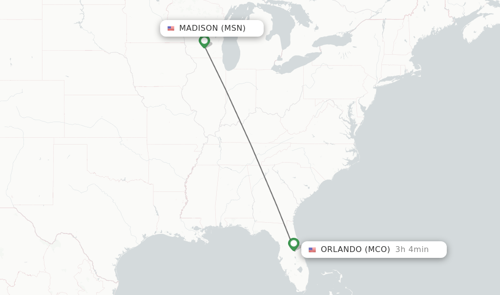 Direct (nonstop) flights from Madison to Orlando schedules