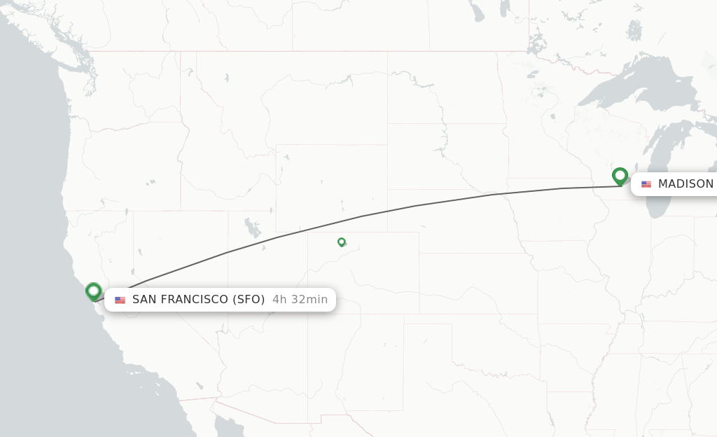 Direct (nonstop) flights from Madison to San Francisco schedules