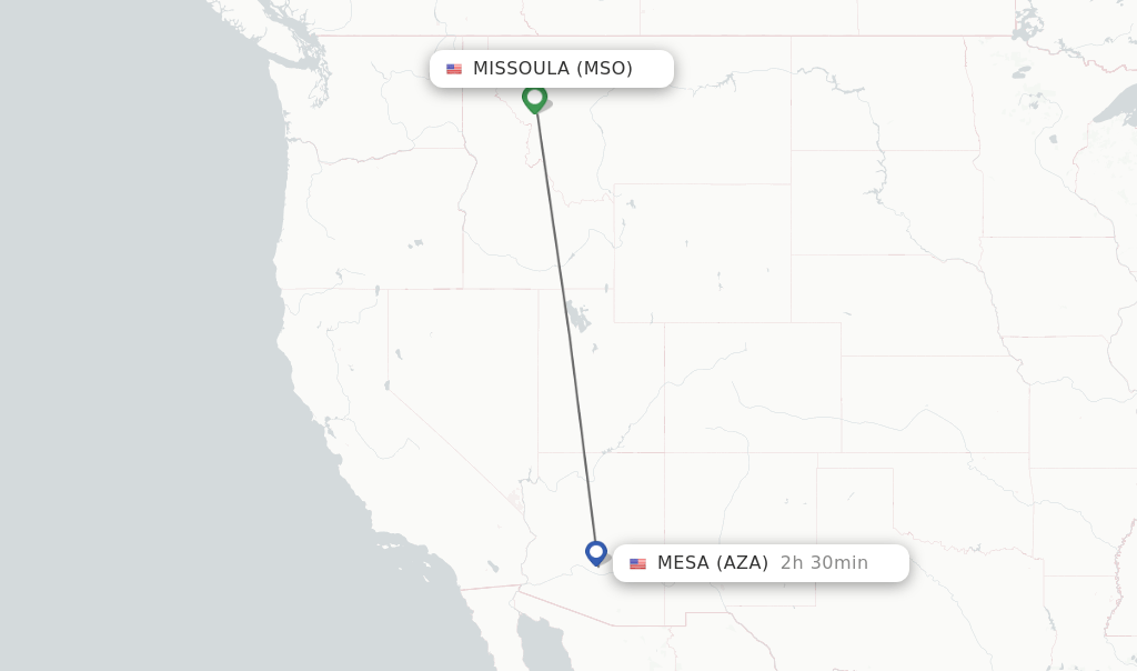 Direct (nonstop) flights from Missoula to Mesa schedules