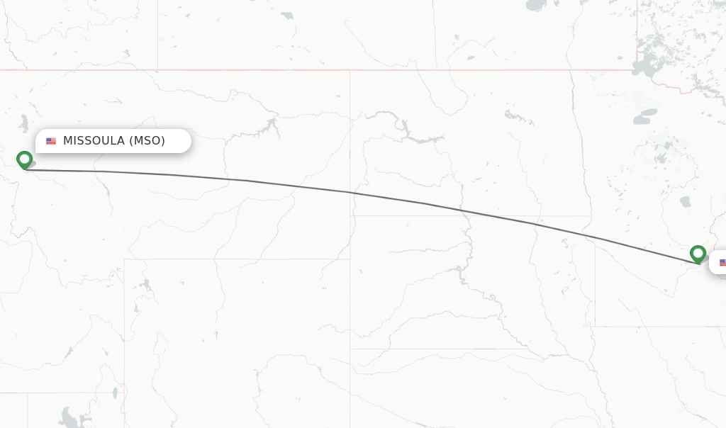 Direct (nonstop) flights from Missoula to Minneapolis schedules