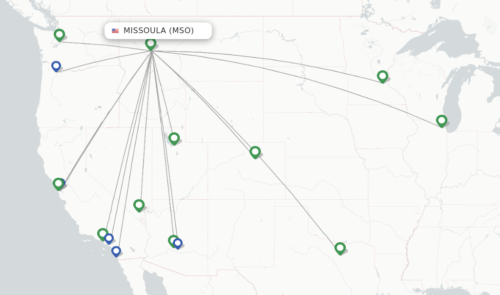 Direct (nonstop) flights from Missoula (MSO)