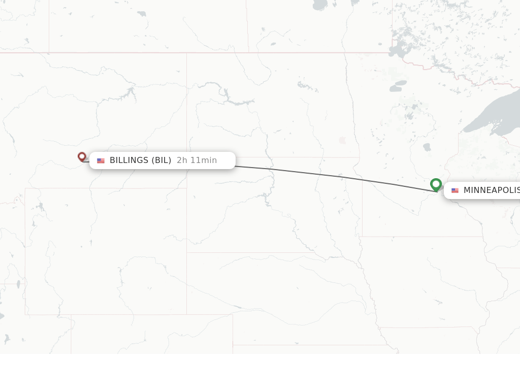 Direct (nonstop) flights from Minneapolis to Billings schedules